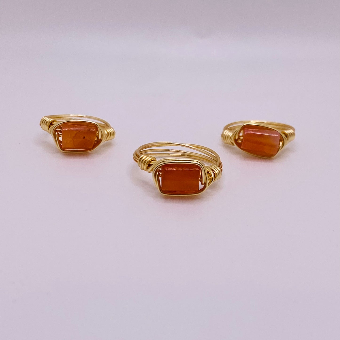 J and J Wire Wrapped Ring - Carnelian