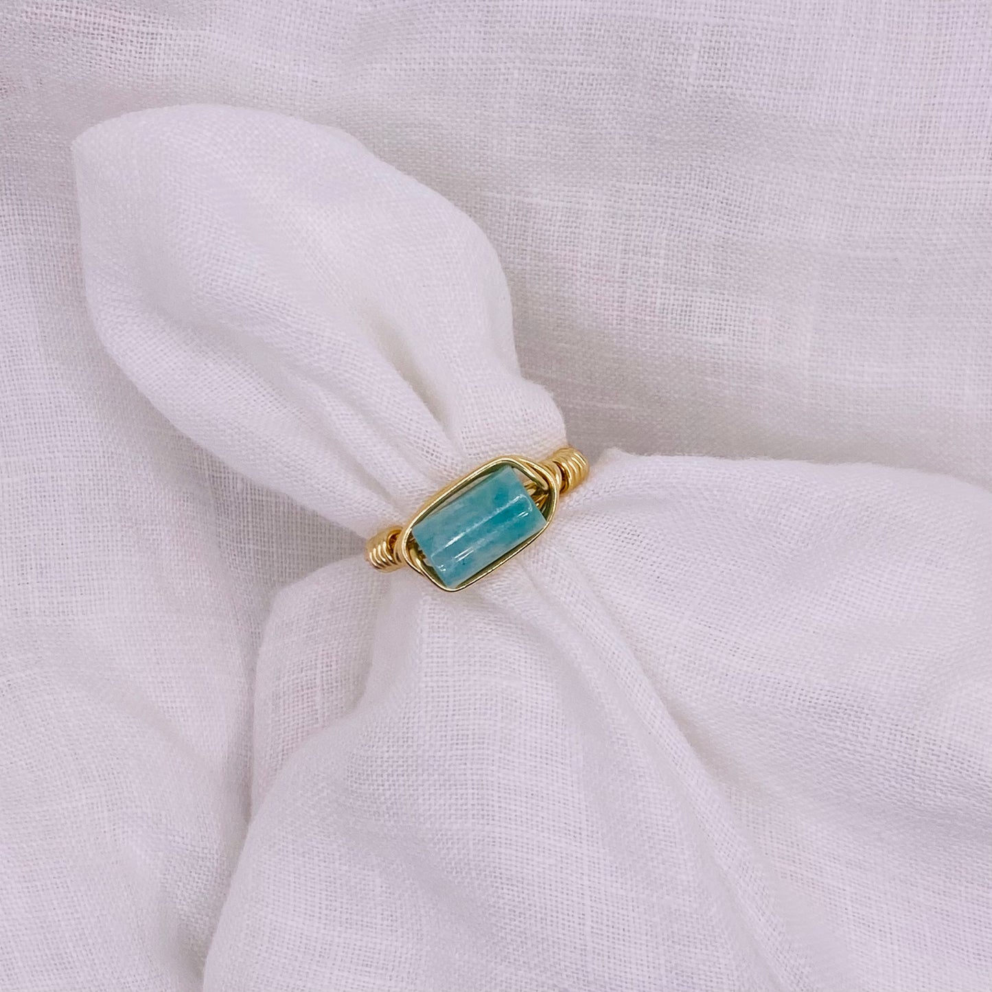 J and J Wire Wrapped Ring - Amazonite