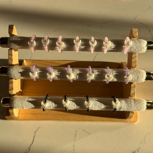 MOTHER OF PEARL MOON | ROSE QUARTZ | AMETHYST | OBSIDIAN