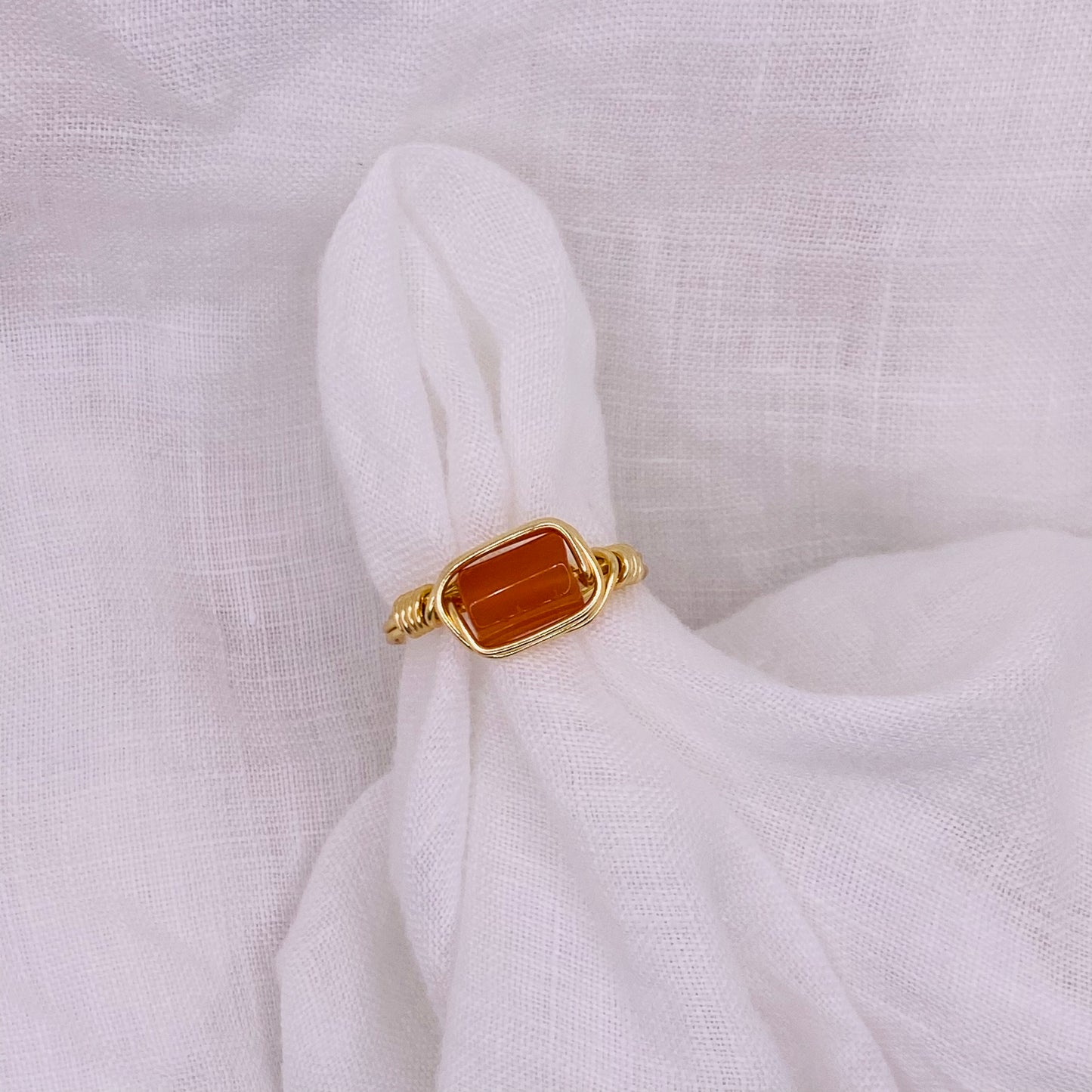 J and J Wire Wrapped Ring - Carnelian