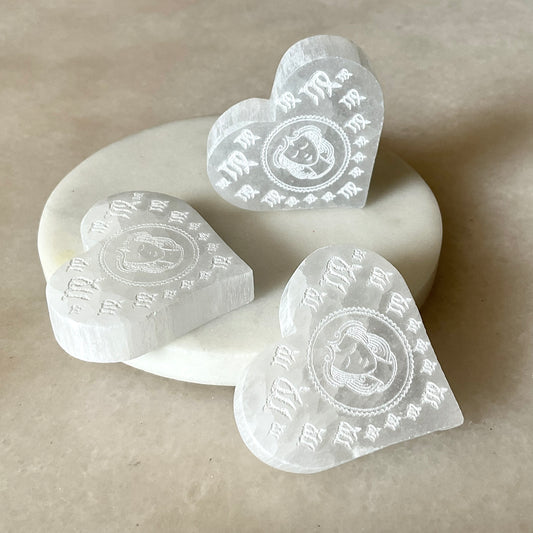 Selenite Zodiac Heart