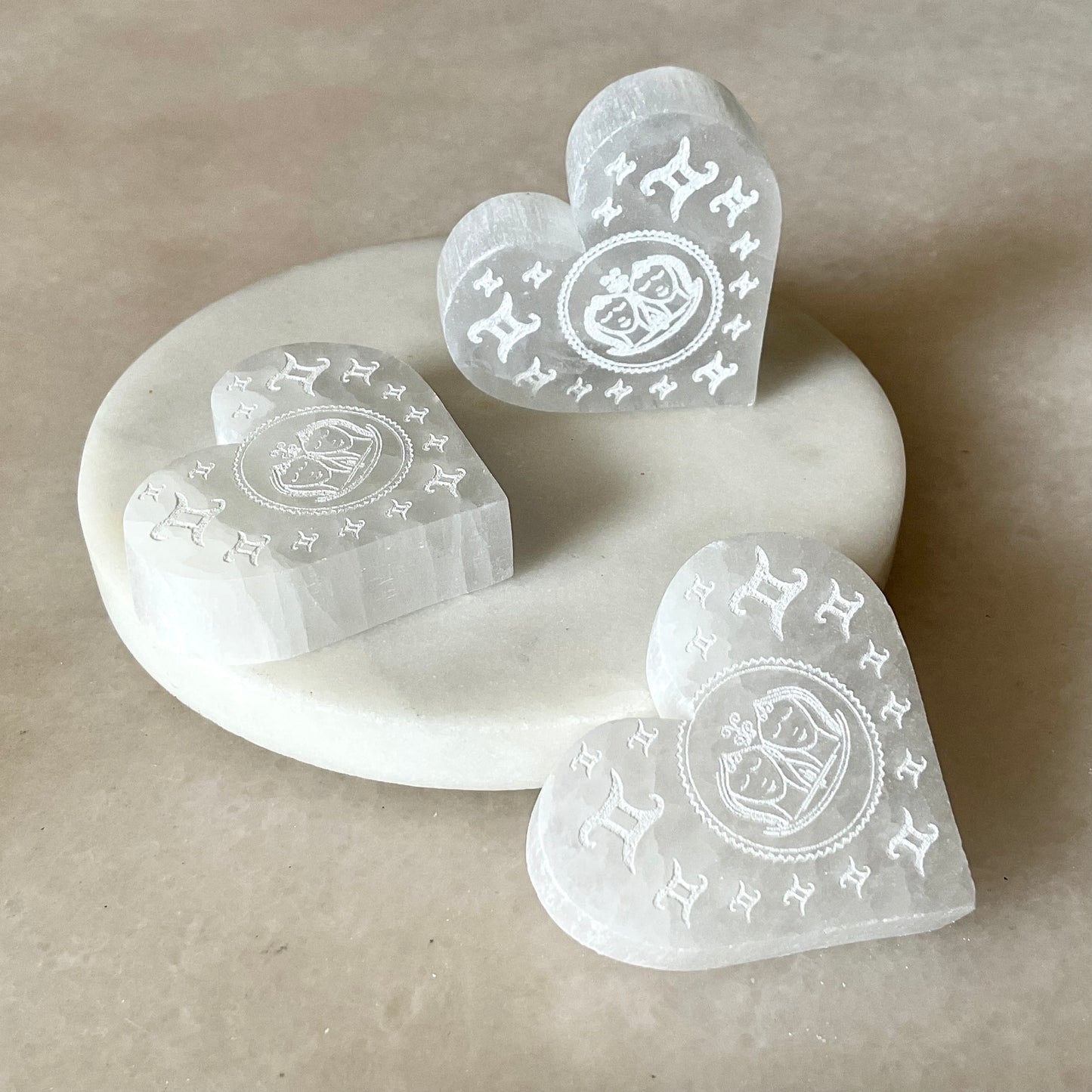 Selenite Zodiac Heart