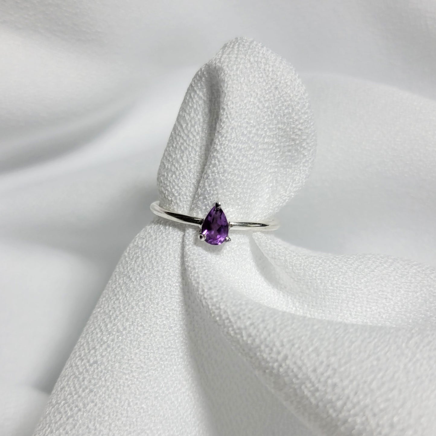 Dainty Sterling Silver Ring - Amethyst