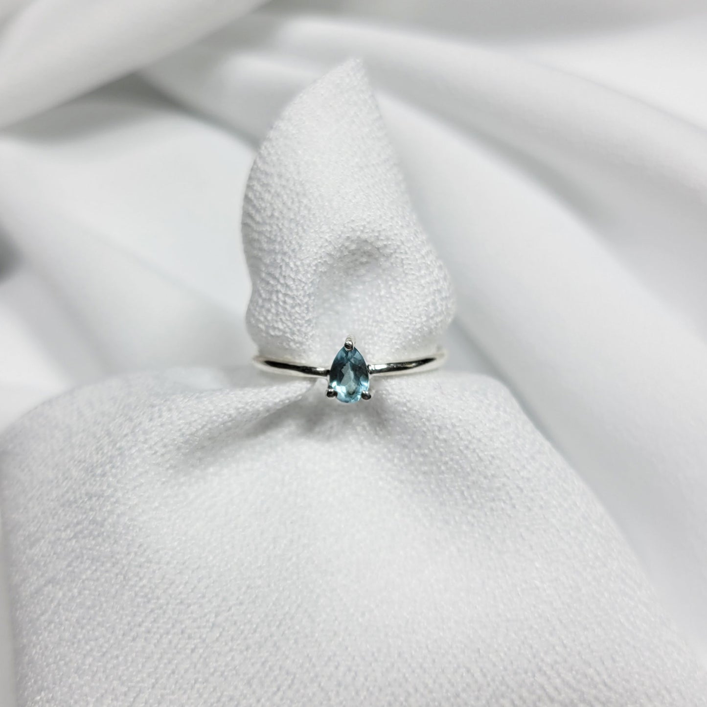 Dainty Sterling Silver Ring - Aquamarine