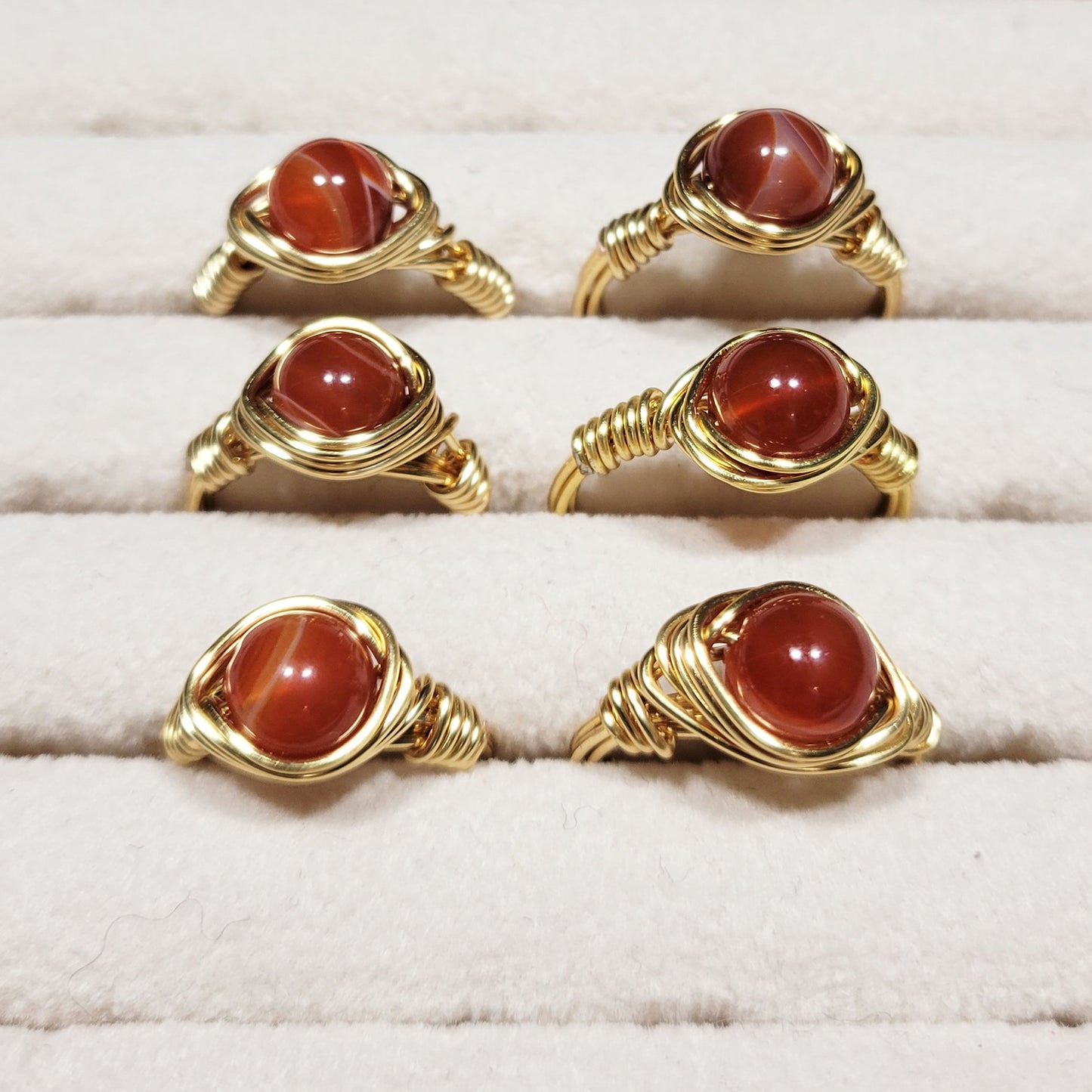 J and J Wire Wrapped Ring - Carnelian