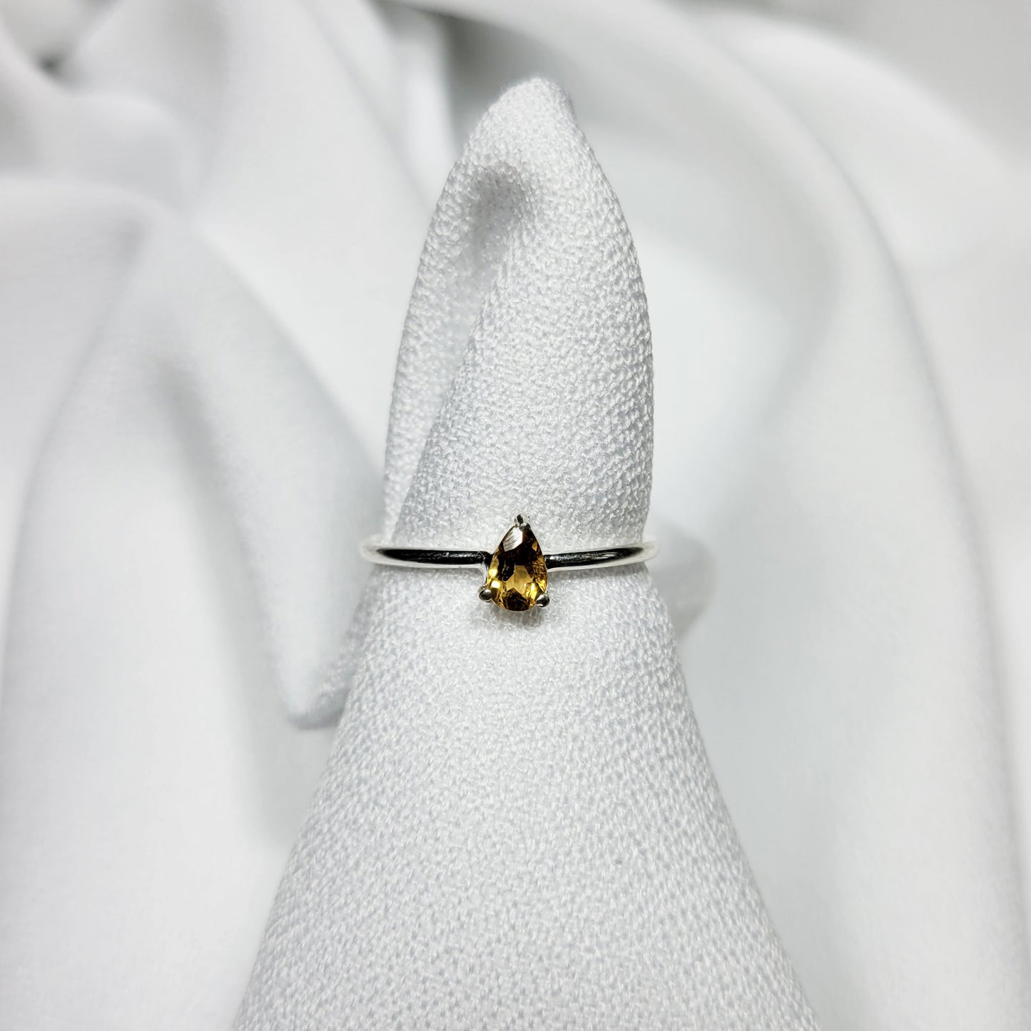 Dainty Sterling Silver Ring - Citrine